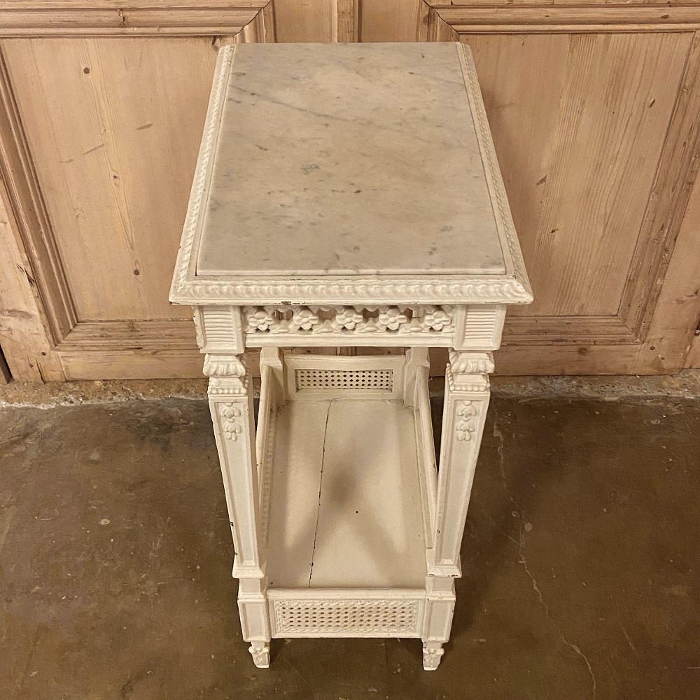 19th Century French Louis XVI Painted Marble-Top End Table 3
