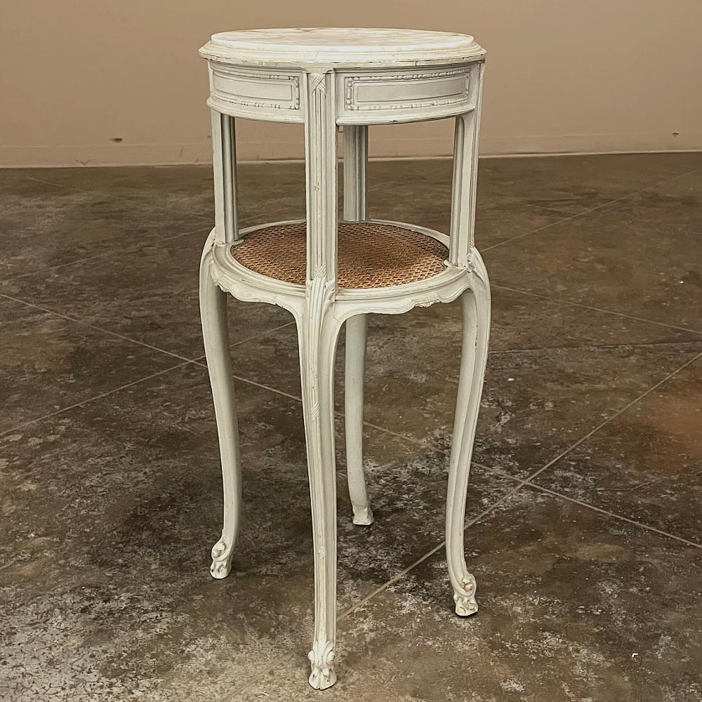 19th Century French Louis XVI Painted Marble Top Nightstand For Sale 5