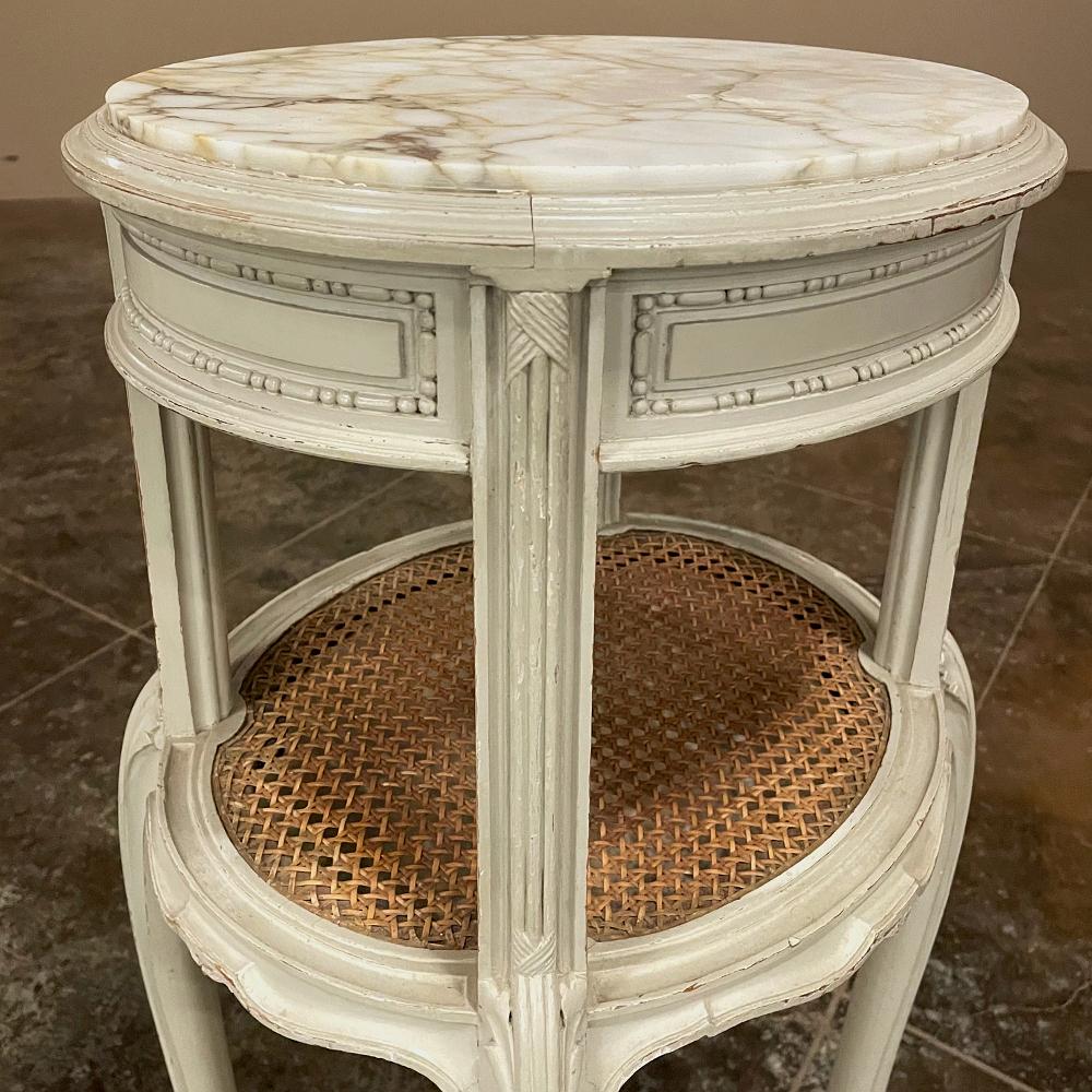 19th Century French Louis XVI Painted Marble Top Nightstand For Sale 7