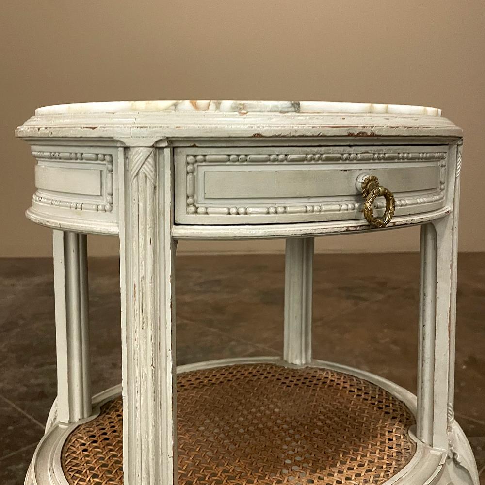 19th Century French Louis XVI Painted Marble Top Nightstand For Sale 8