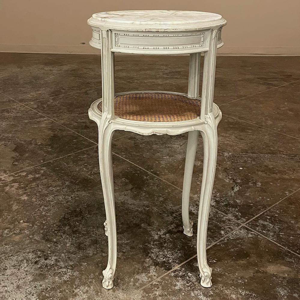 19th Century French Louis XVI Painted Marble Top Nightstand For Sale 11