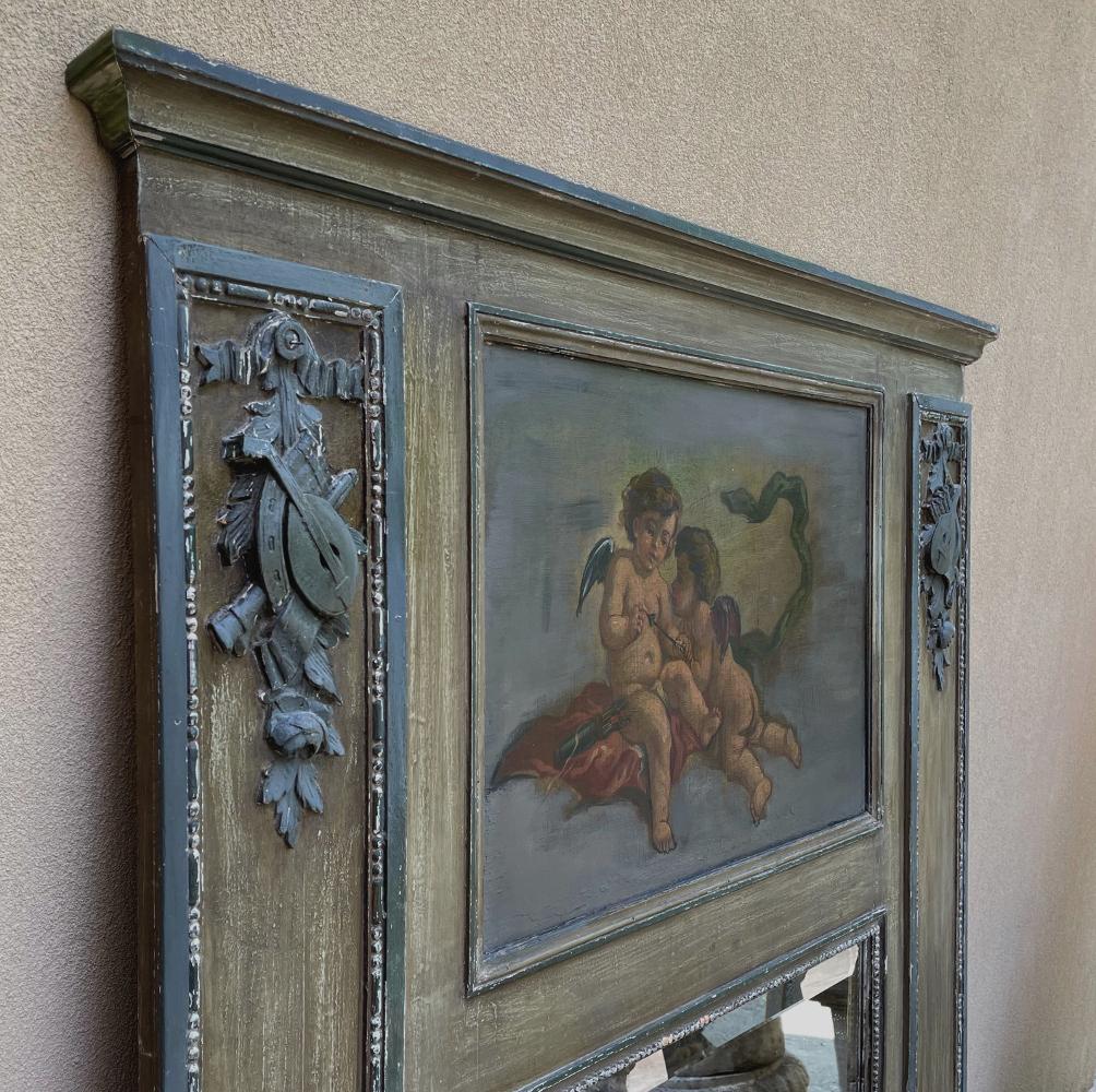 19th Century French Louis XVI Painted Trumeau For Sale 4