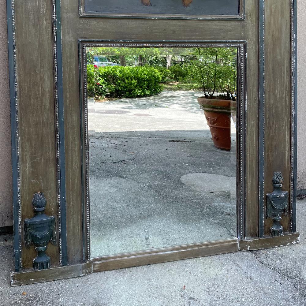 Mirror 19th Century French Louis XVI Painted Trumeau For Sale