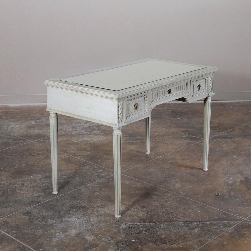 Hand-Painted 19th Century French Louis XVI Painted Vanity, Writing Table