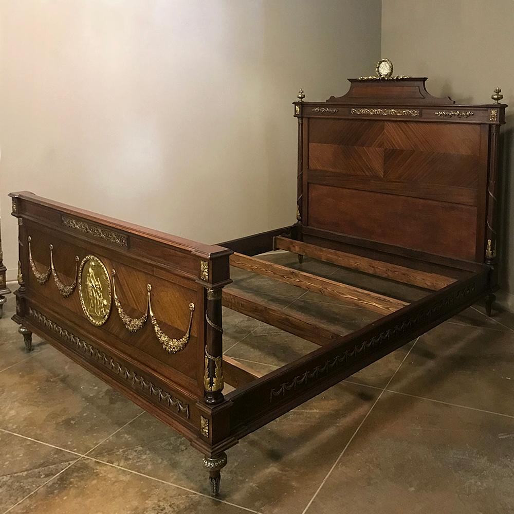 19th Century French Louis XVI Queen Bed with Ormolu 5