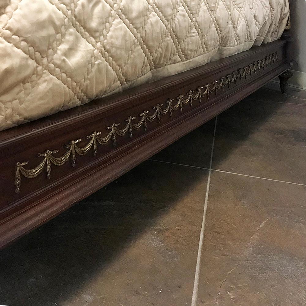 19th Century French Louis XVI Queen Bed with Ormolu In Good Condition In Dallas, TX