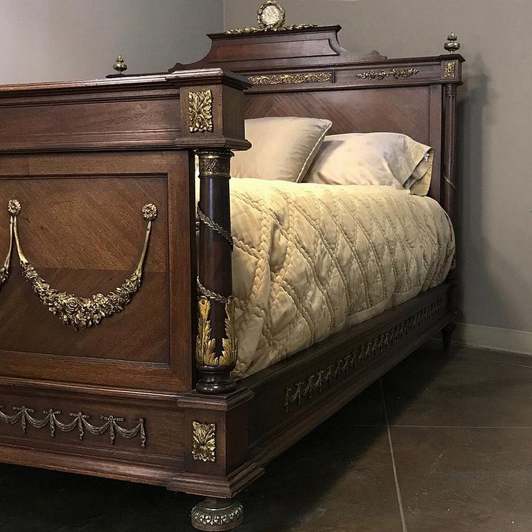 19th Century French Louis XVI Queen Bed with Ormolu at 1stDibs