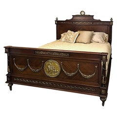 Antique 19th Century French Louis XVI Queen Bed with Ormolu