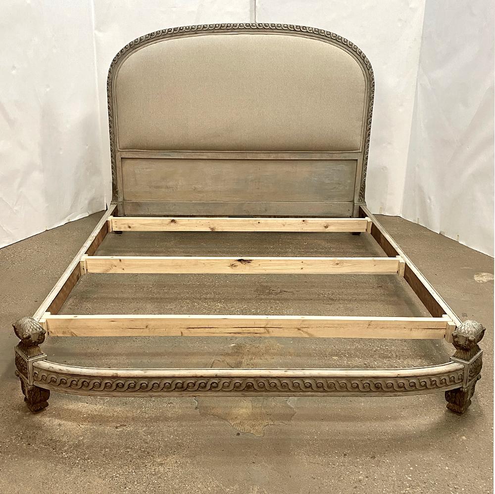 19th Century French Louis XVI Queen Painted Bed In Good Condition In Dallas, TX