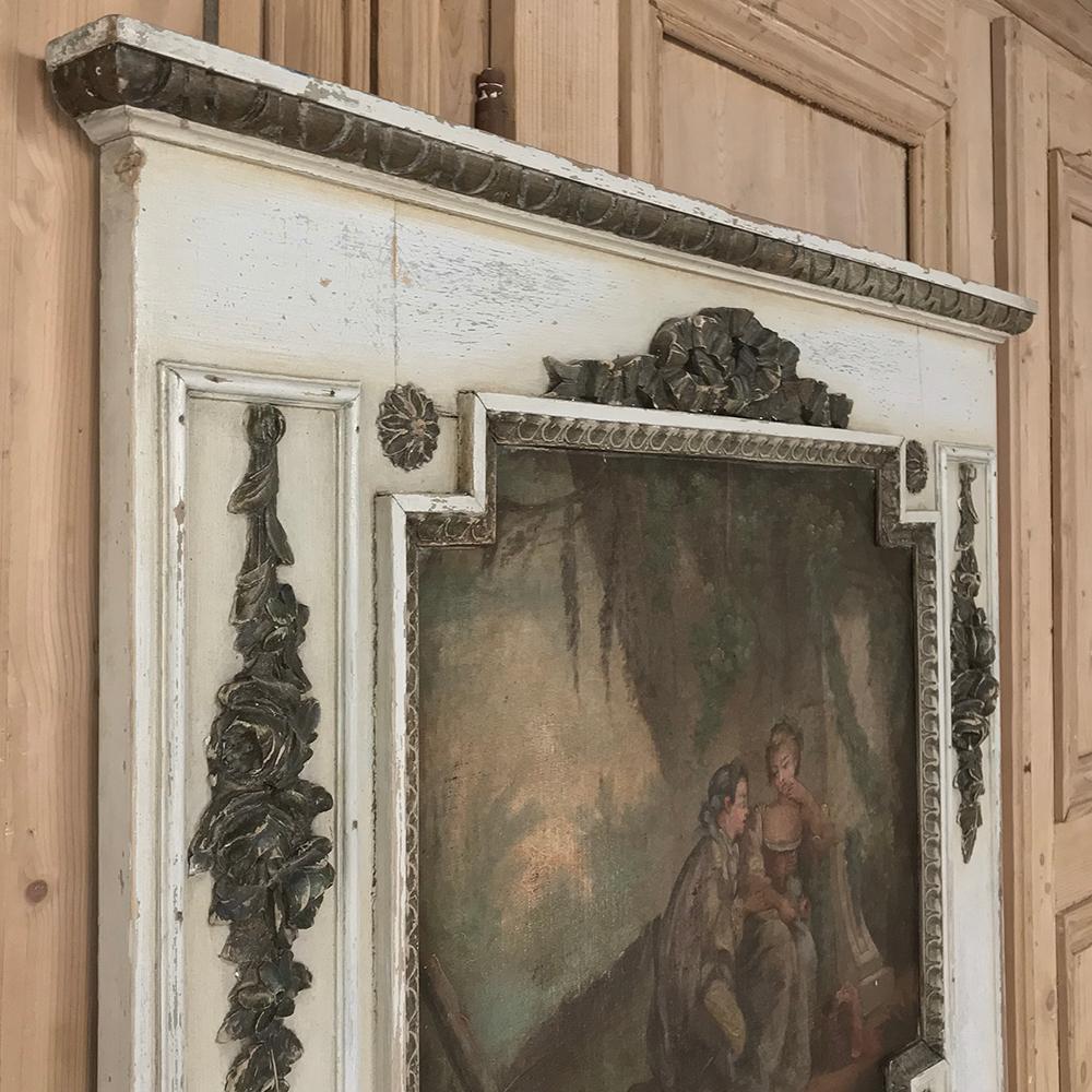 19th Century French Louis XVI Romantic Painted Trumeau 4