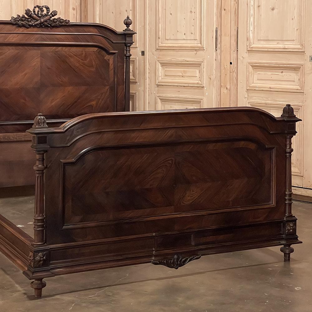 19th Century French Louis XVI Rosewood Queen Bed For Sale 4