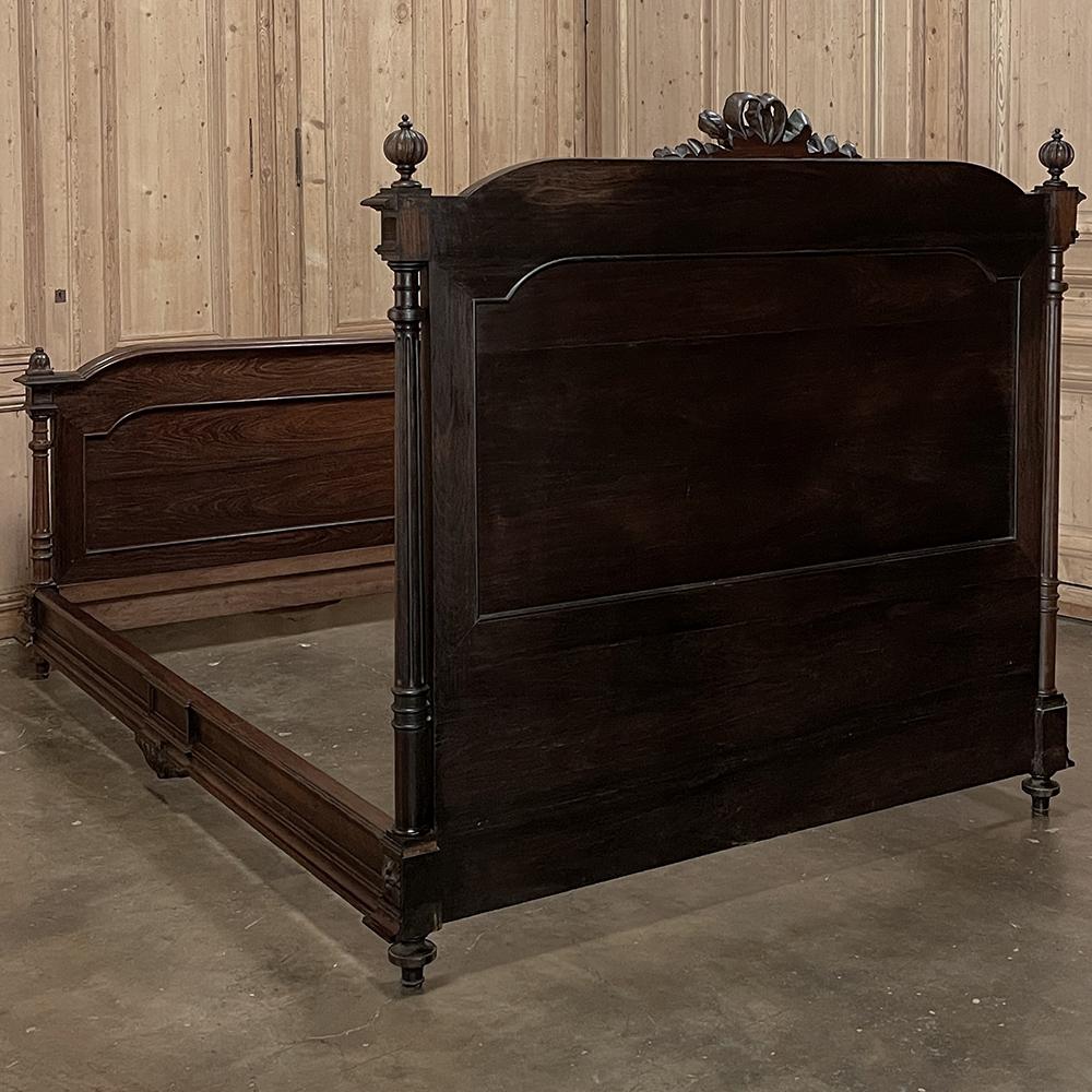 19th Century French Louis XVI Rosewood Queen Bed For Sale 11