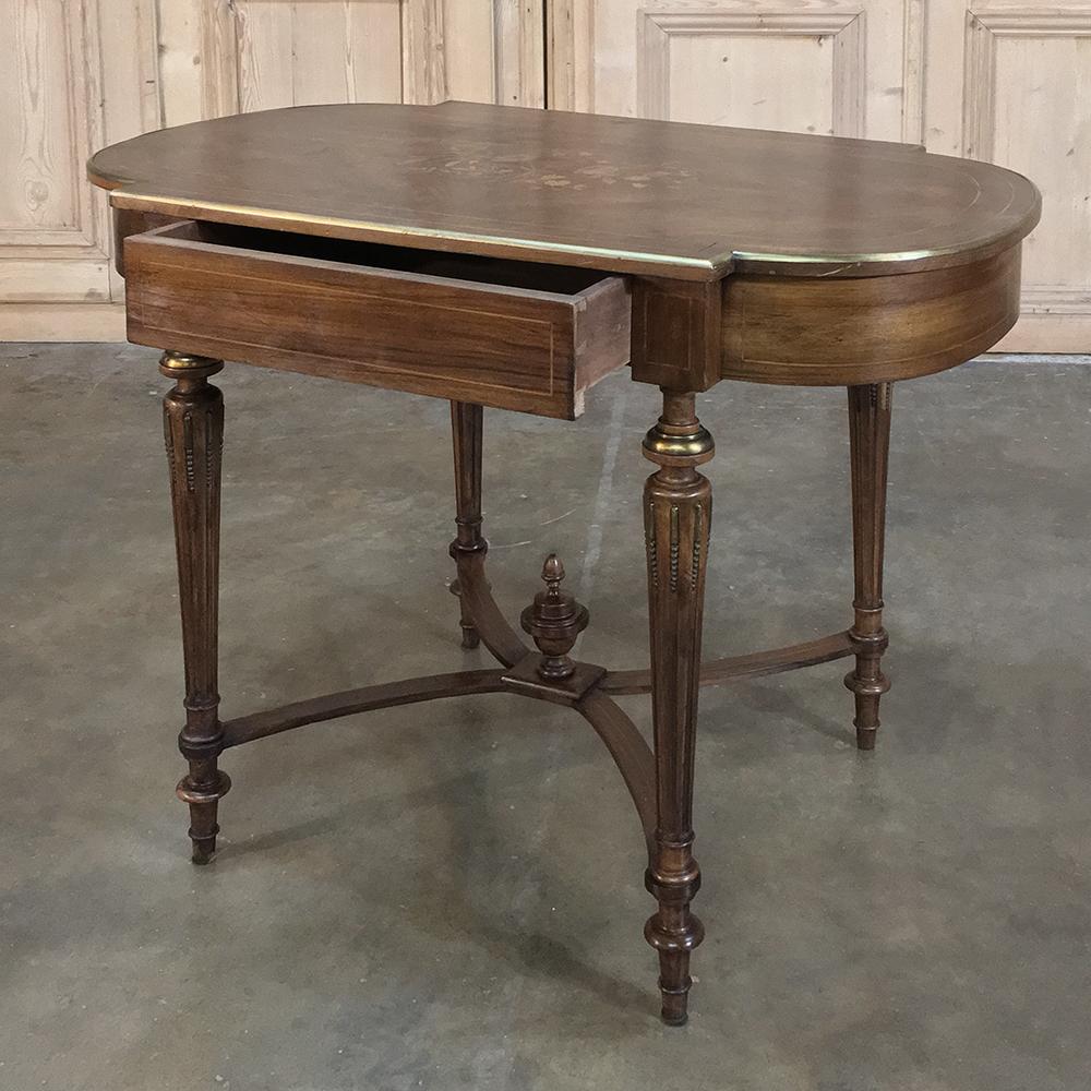 Gilt 19th Century French Louis XVI Rosewood Desk or Writing Table and Bronze Mounts