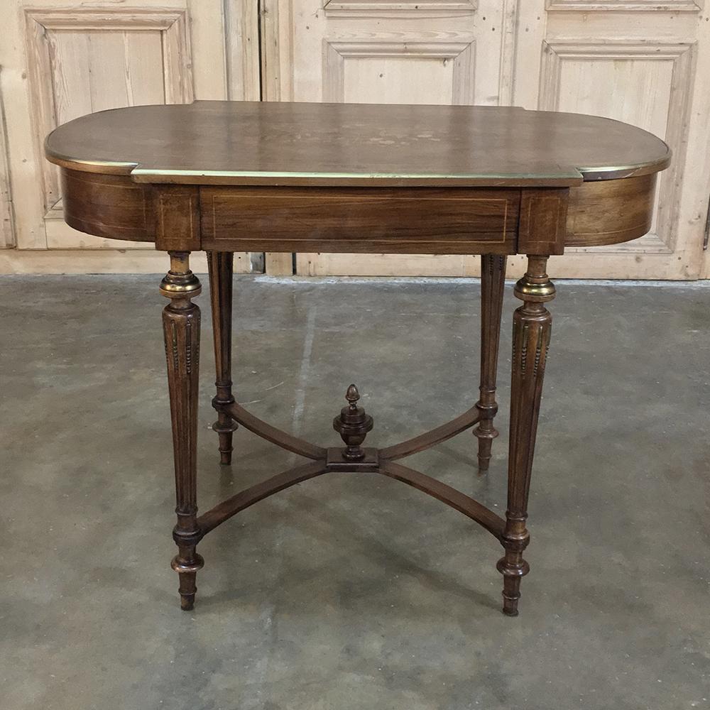 19th Century French Louis XVI Rosewood Desk or Writing Table and Bronze Mounts In Good Condition In Dallas, TX