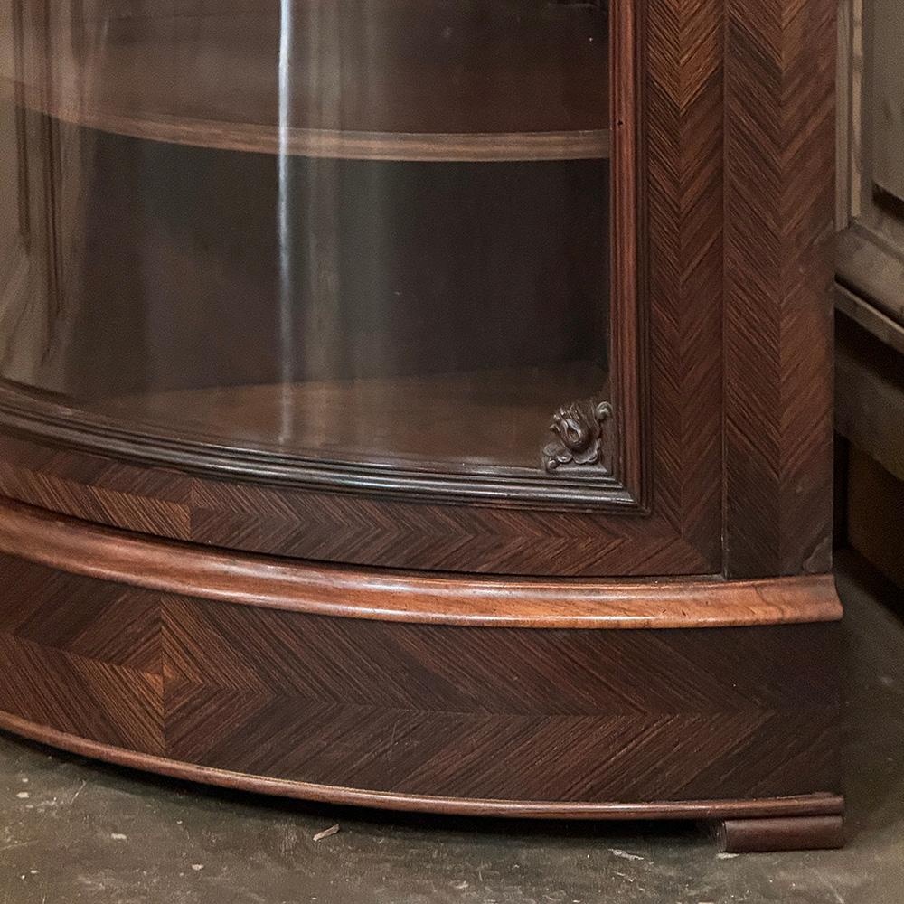 19th Century French Louis XVI Rosewood Marble Top Corner Vitrine ~ Cabinet For Sale 5
