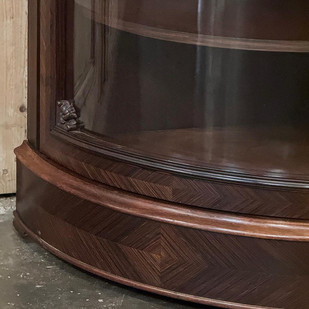 19th Century French Louis XVI Rosewood Marble Top Corner Vitrine ~ Cabinet For Sale 7