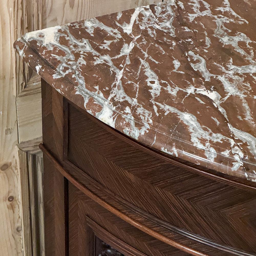 19th Century French Louis XVI Rosewood Marble Top Corner Vitrine ~ Cabinet For Sale 11
