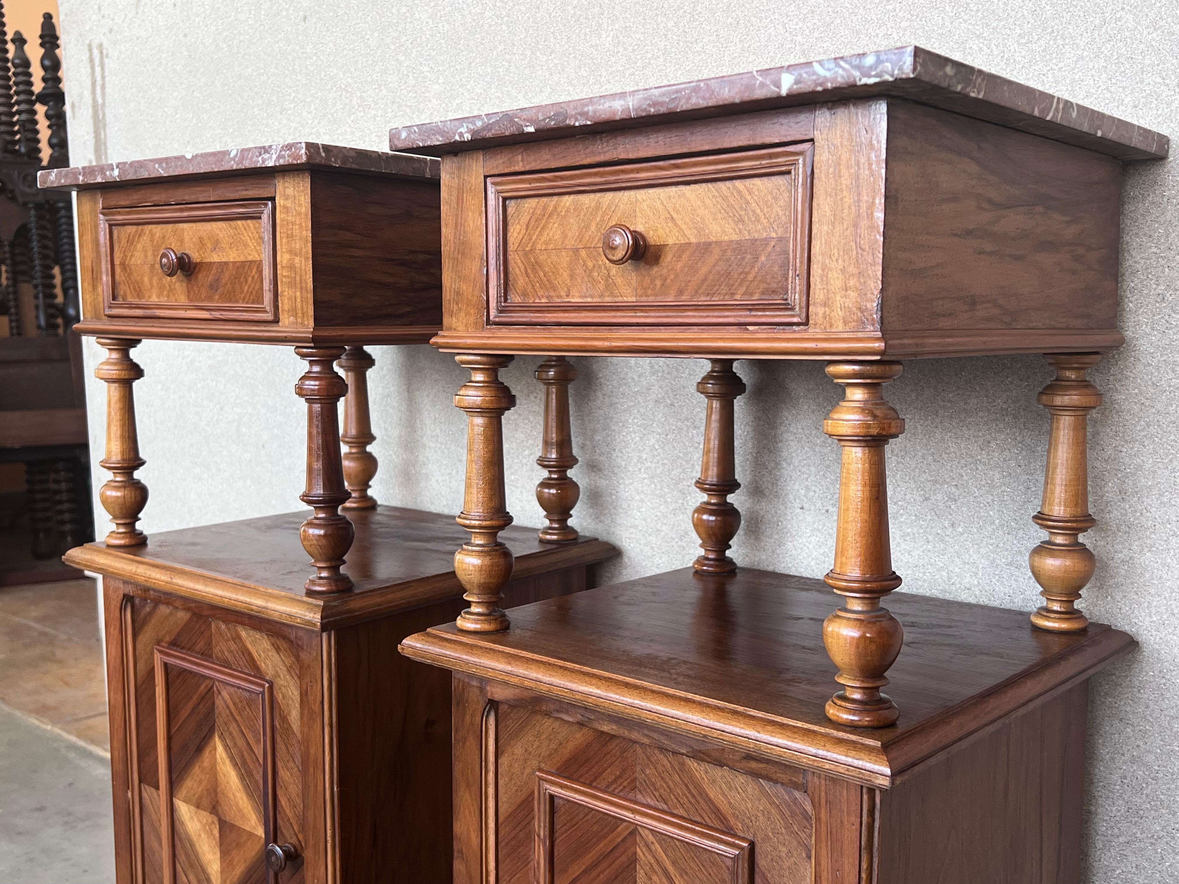 19th Century, French, Louis XVI Rosewood Marble Top Nightstand For Sale 7