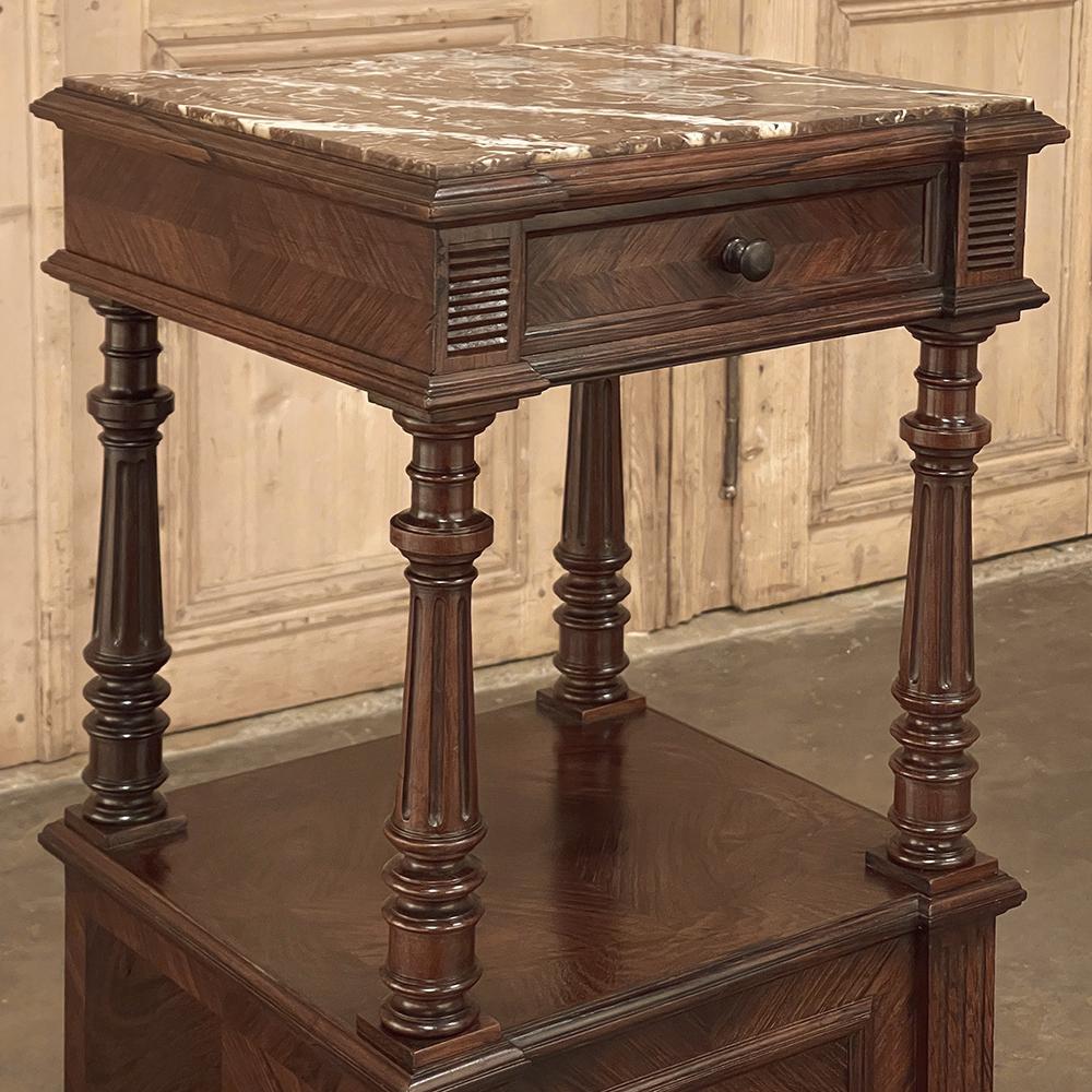 19th Century, French, Louis XVI Rosewood Marble Top Nightstand For Sale 4
