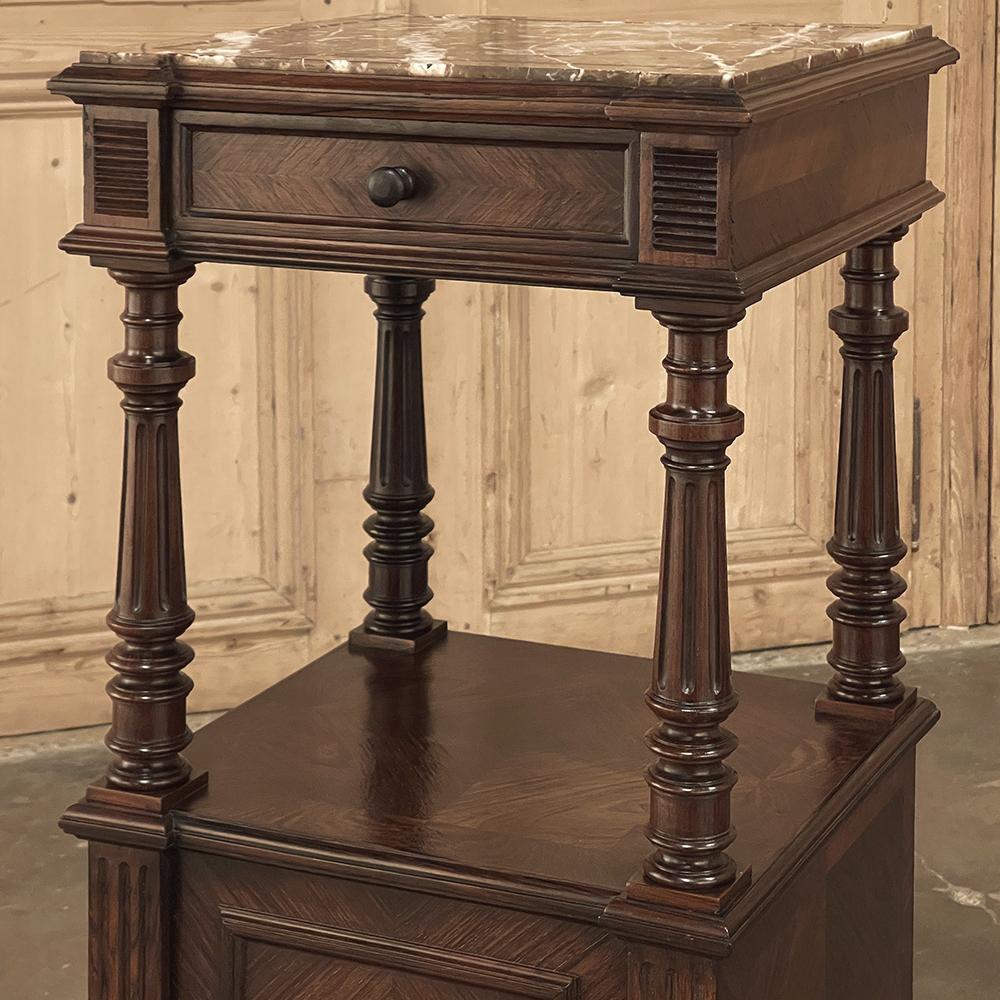 19th Century, French, Louis XVI Rosewood Marble Top Nightstand For Sale 7