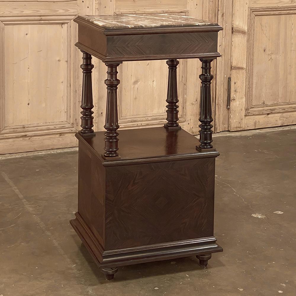 19th Century, French, Louis XVI Rosewood Marble Top Nightstand For Sale 11