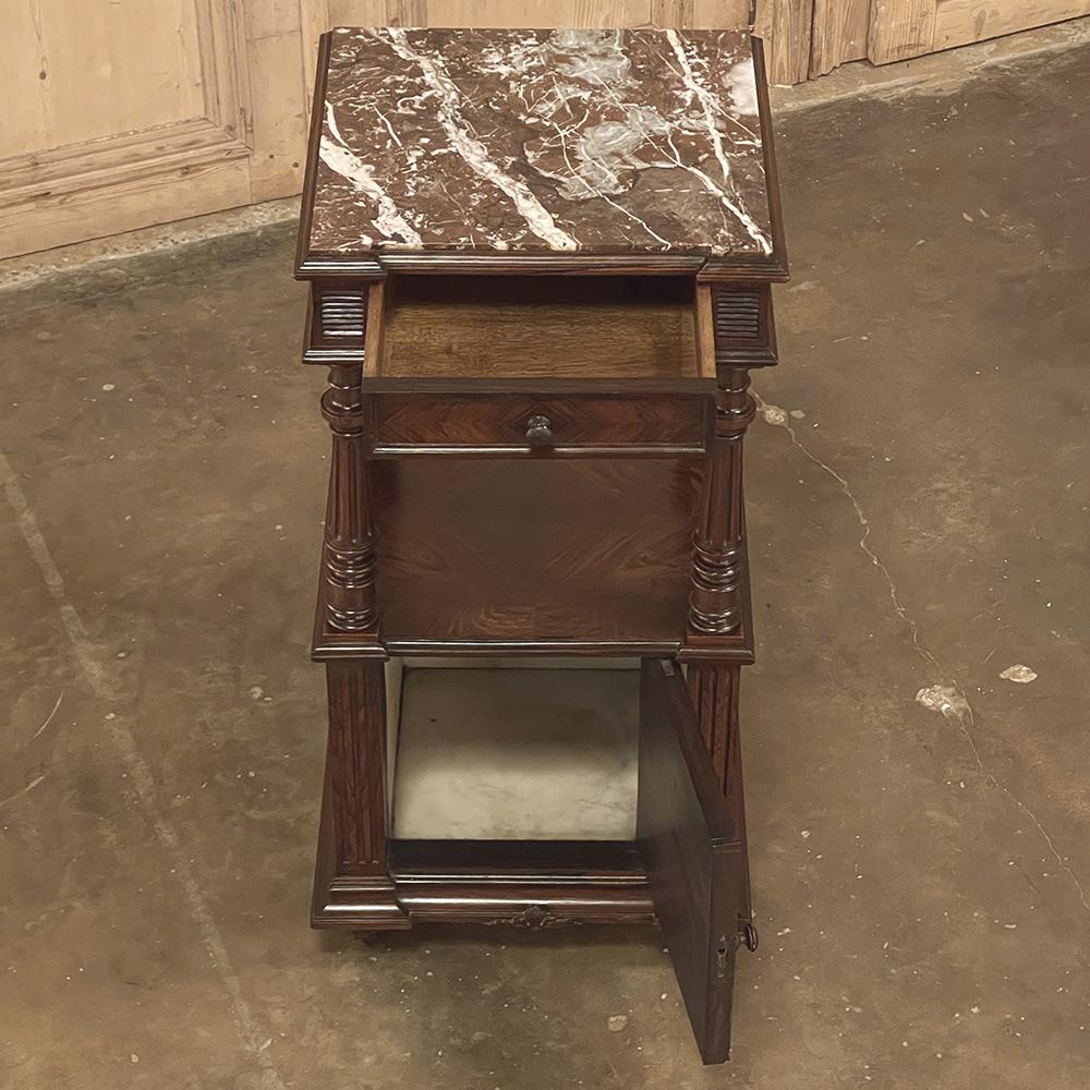 19th Century, French, Louis XVI Rosewood Marble Top Nightstand In Good Condition For Sale In Dallas, TX