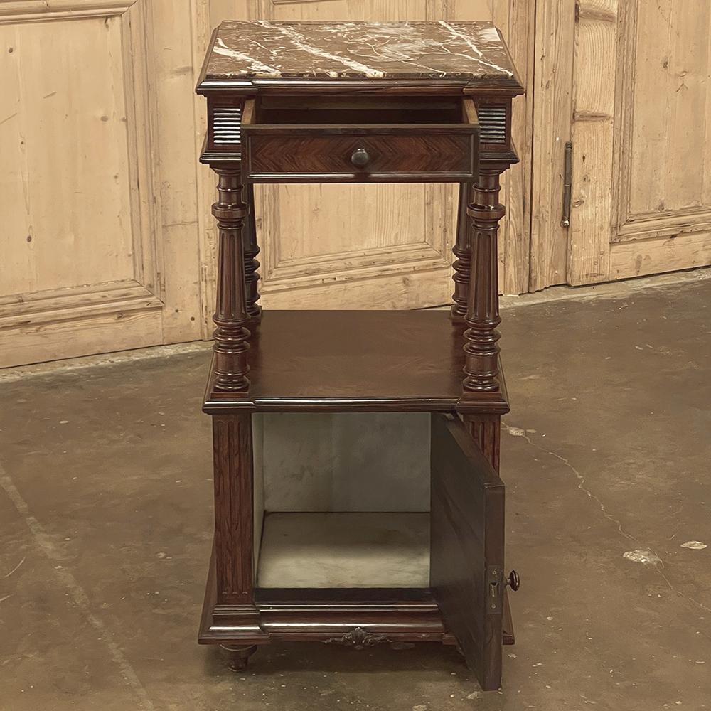 Late 19th Century 19th Century, French, Louis XVI Rosewood Marble Top Nightstand For Sale