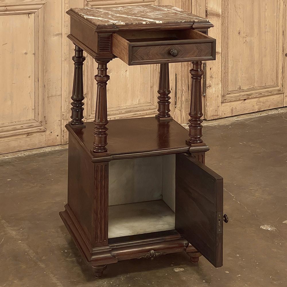 19th Century, French, Louis XVI Rosewood Marble Top Nightstand For Sale 1