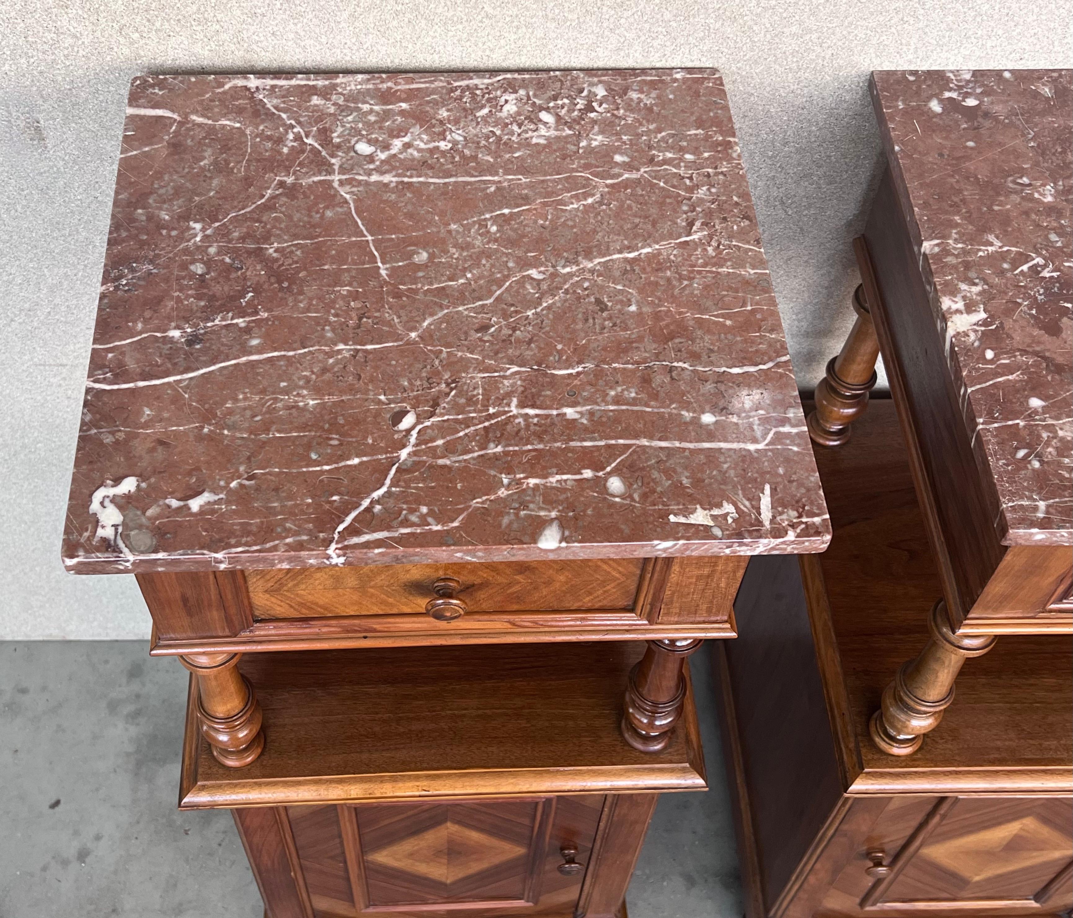 19th Century, French, Louis XVI Rosewood Marble Top Nightstand For Sale 6