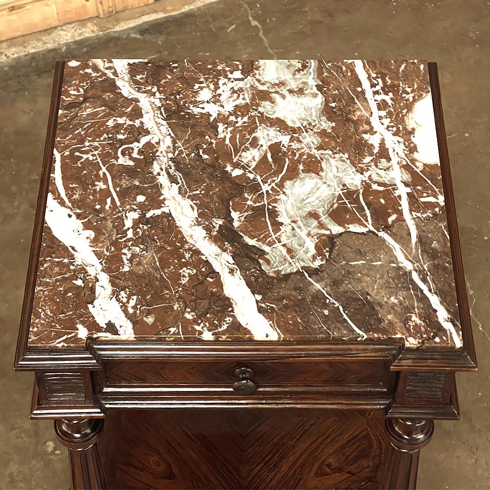 19th Century, French, Louis XVI Rosewood Marble Top Nightstand For Sale 3