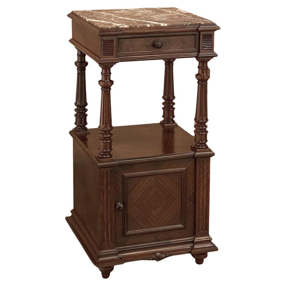 19th Century, French, Louis XVI Rosewood Marble Top Nightstand For Sale