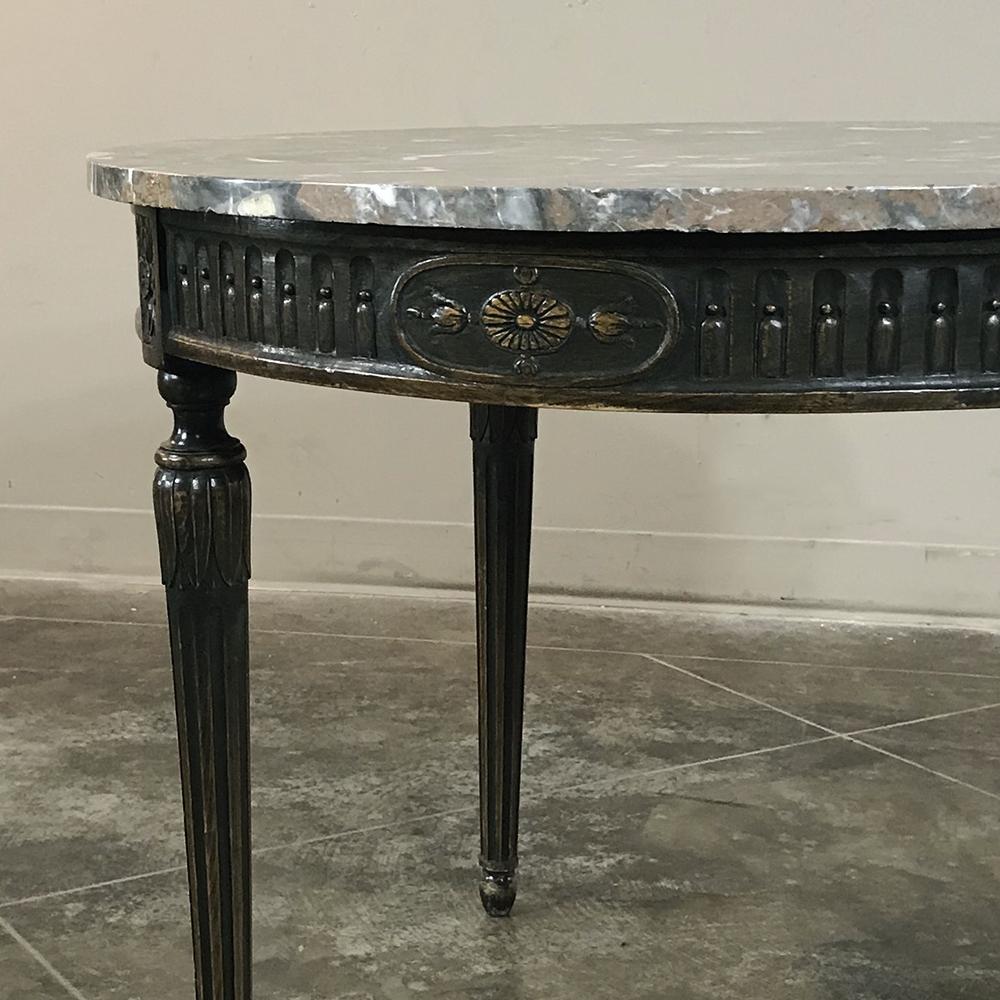 19th Century French Louis XVI RoundHand-Crafted Walnut Marble-Top Table 3