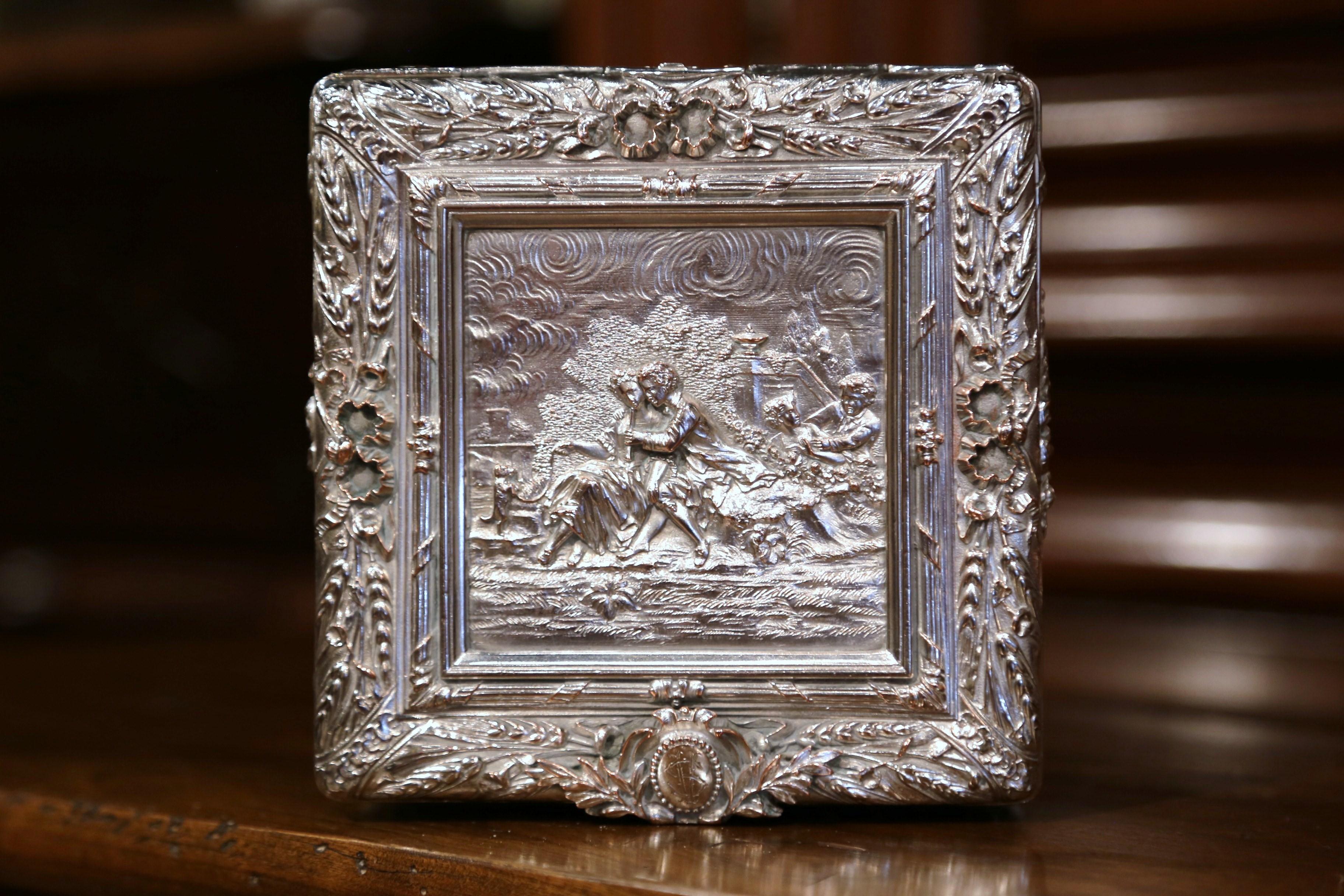 19th Century French Louis XVI Silver on Copper Repoussé Jewelry Casket Box In Excellent Condition In Dallas, TX