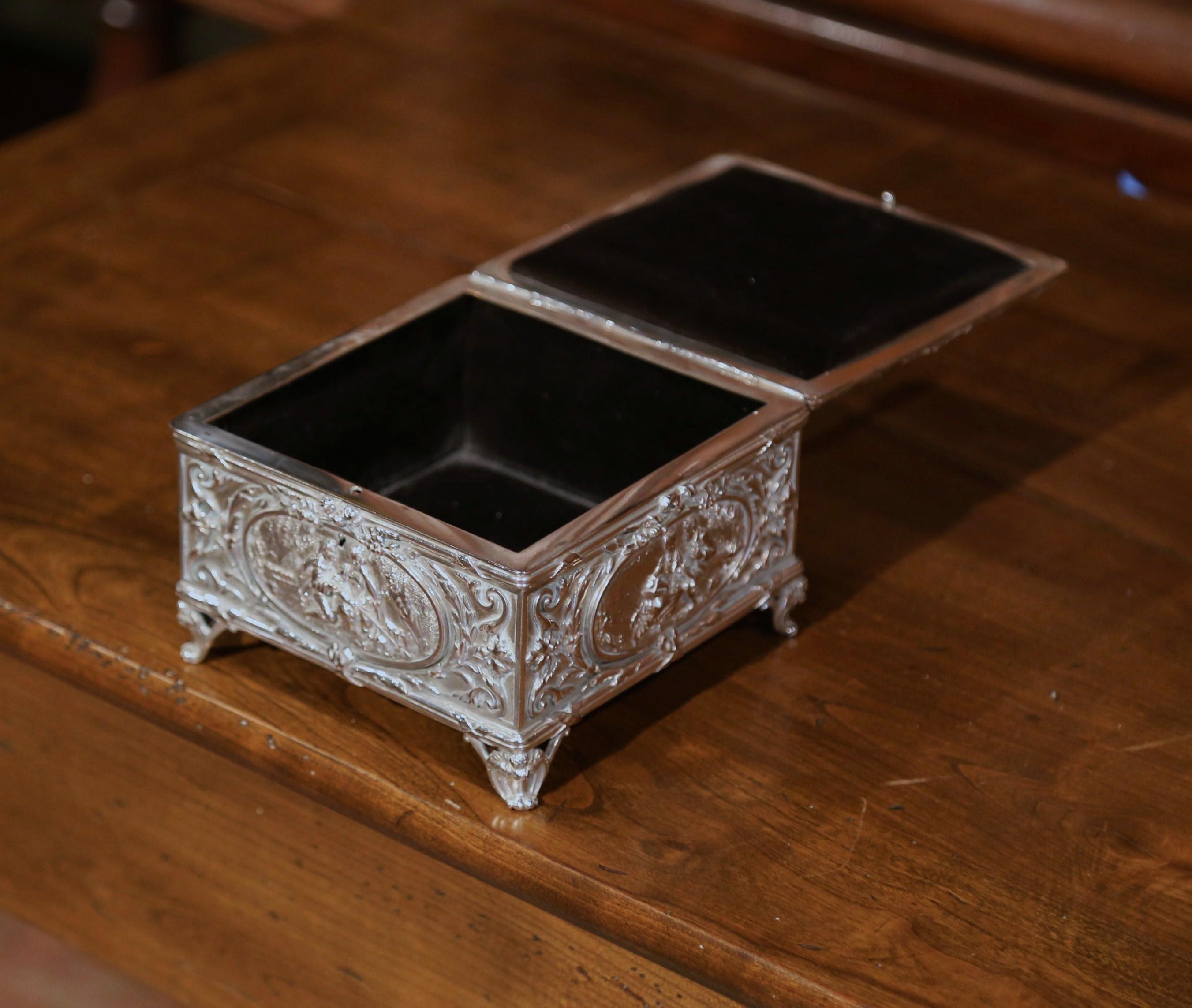 19th Century French Louis XVI Silver on Copper Repoussé Jewelry Casket Box 3