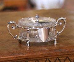 19th Century French Louis XVI Silver-Plated and Cut Crystal Sugar or Candy Bowl