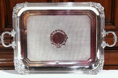 19th Century French Louis XVI Silver-Plated Serving Tray with Handles
