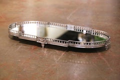 19th Century French Louis XVI Silvered Bronze Mirrored Plateau Surtout de Table