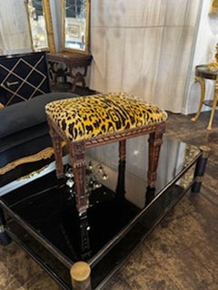 19th Century French Louis XVI Stool with Scalamandre Upholstery