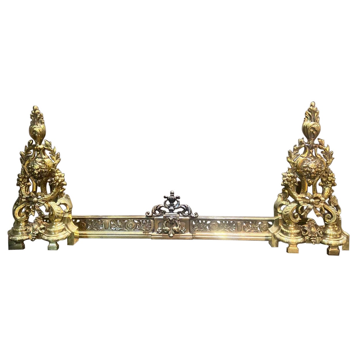 Parafuoco francese del XIX secolo in stile Luigi XVI regolabile in bronzo