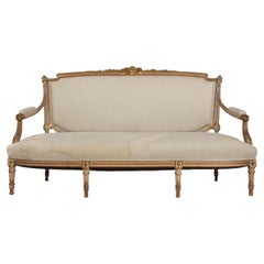 19th Century French Louis XVI Style Antique Painted Settee Sofa