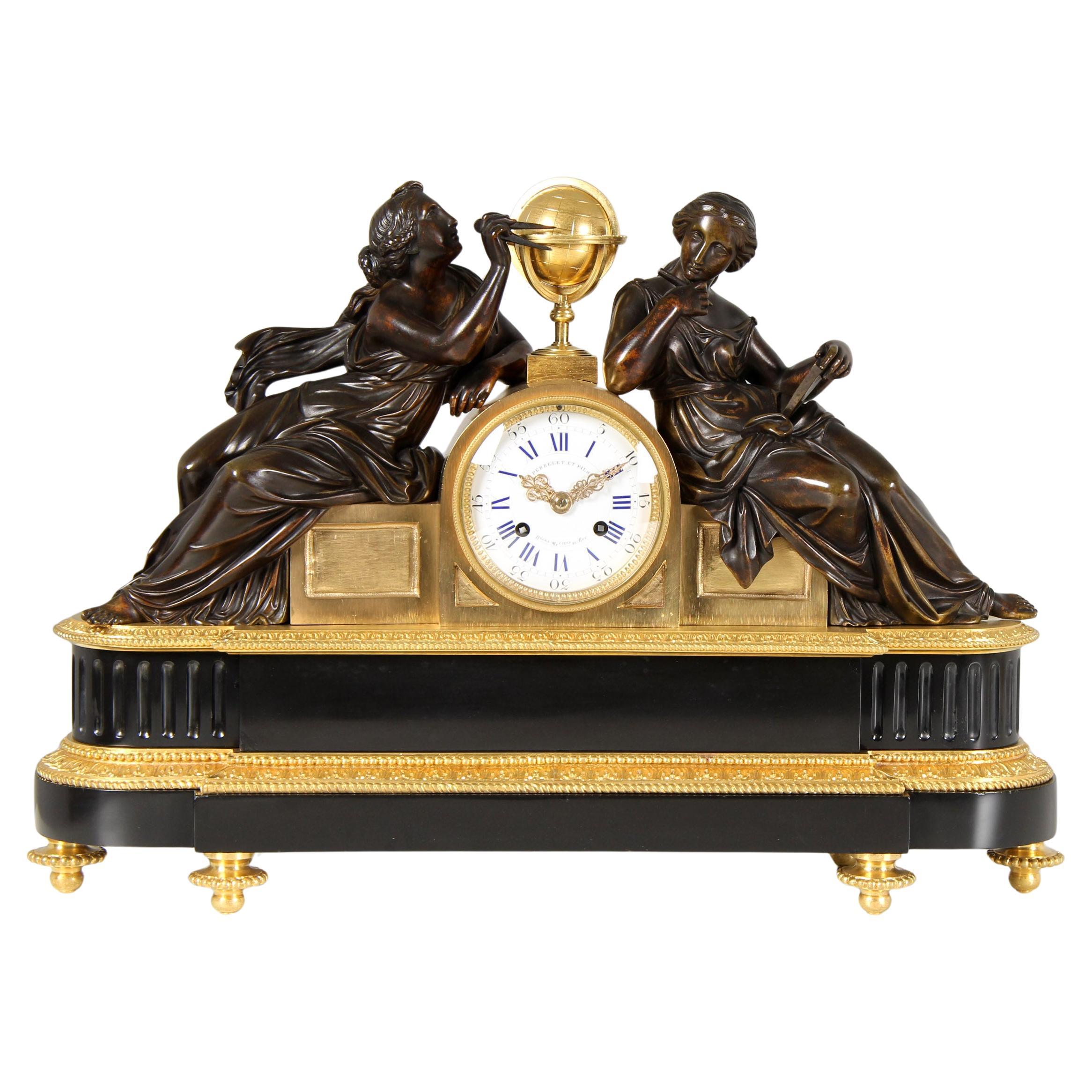 19th Century French Louis XVI Style "Astronomy" Mantel Clock, circa 1845 For Sale