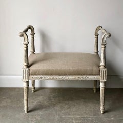 19th Century French Louis XVI Style Bench with Armrests