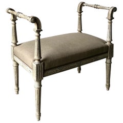 19th Century French Louis XVI Style Bench with Armrests