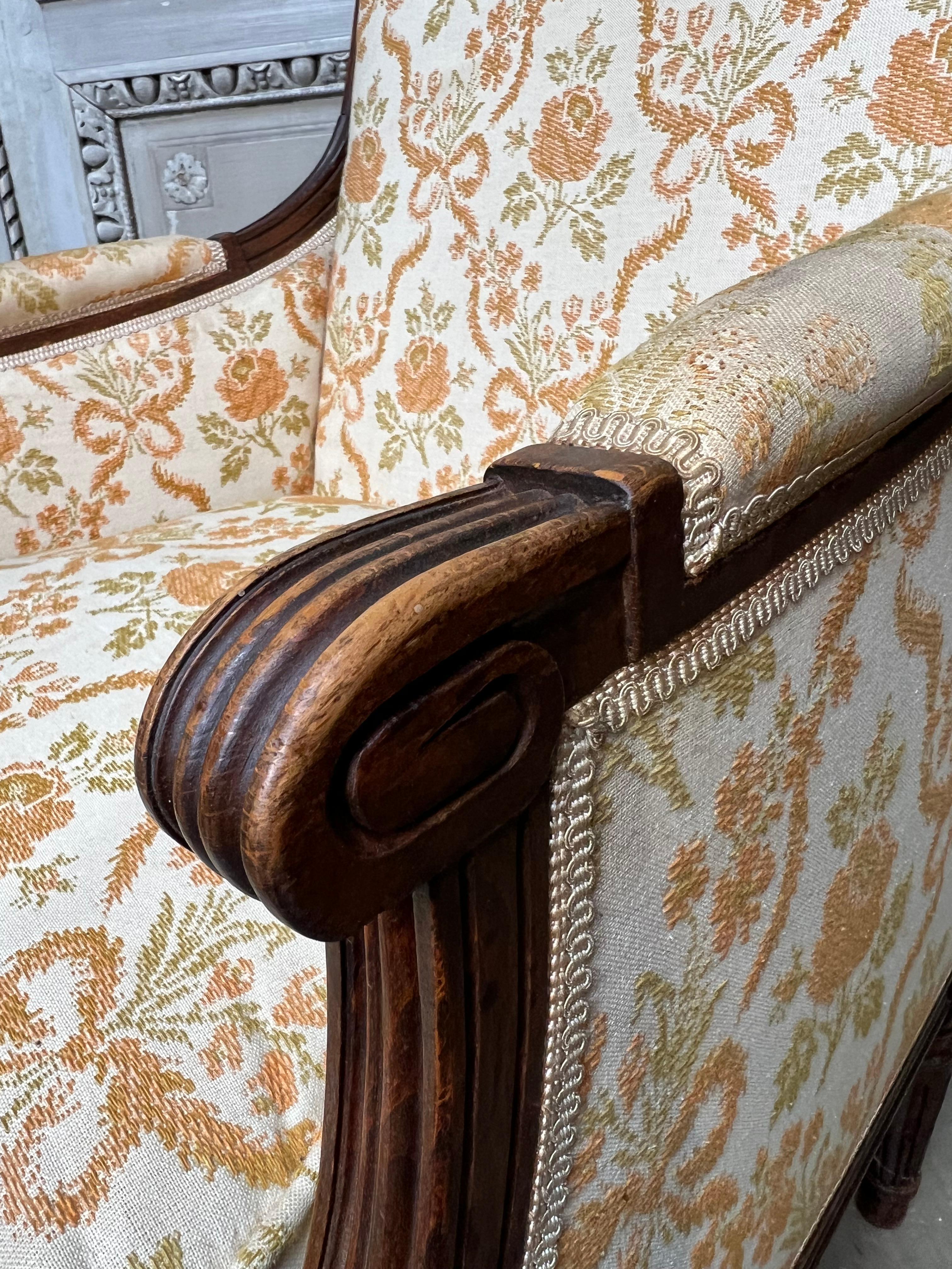 19th Century French Louis XVI Style Bergere Chair For Sale 3