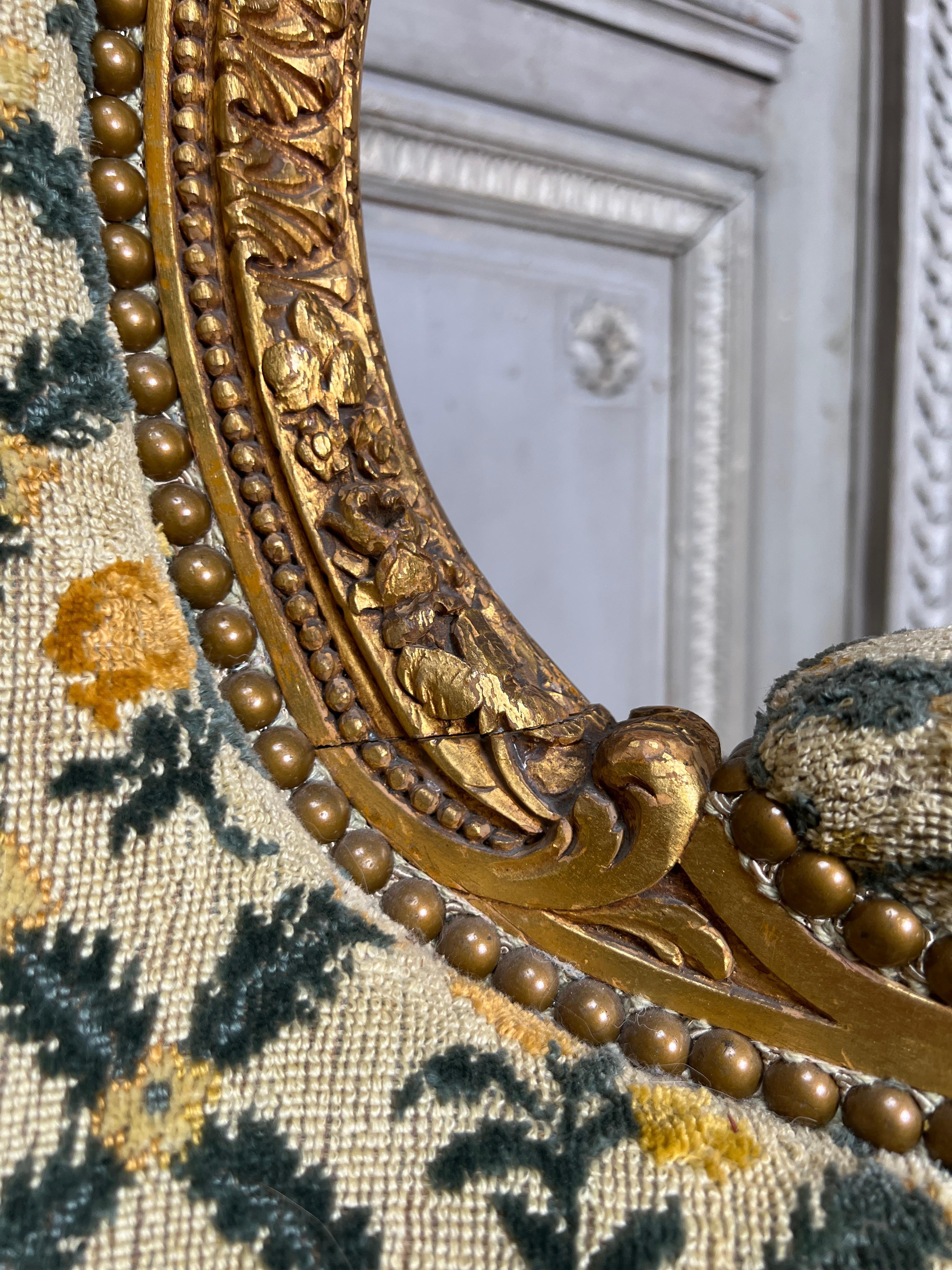 19th Century French Louis XVI Style Bergere in Gilt Finish.   For Sale 5