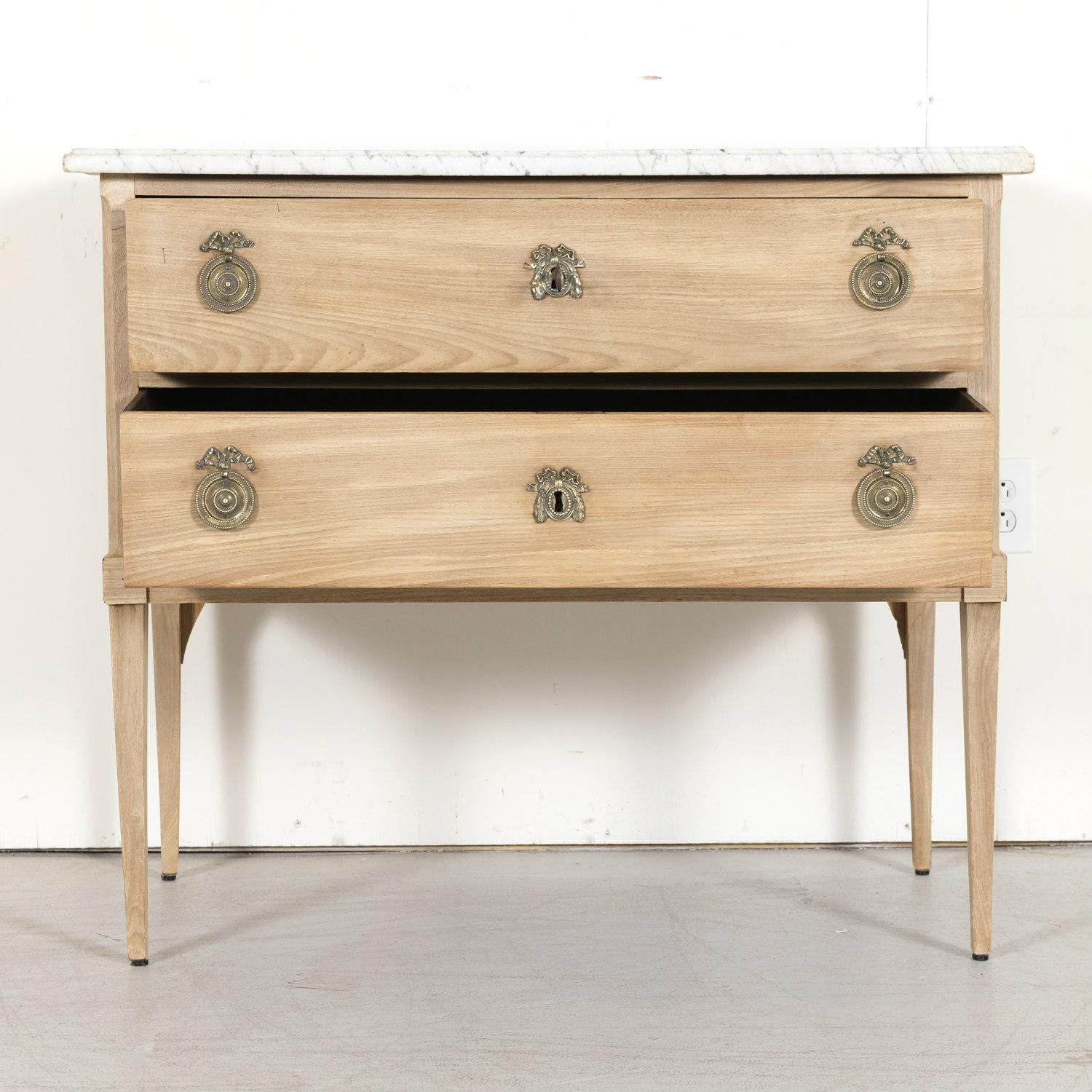 19th Century French Louis XVI Style Bleached Commode Sauteuse with Marble Top 2