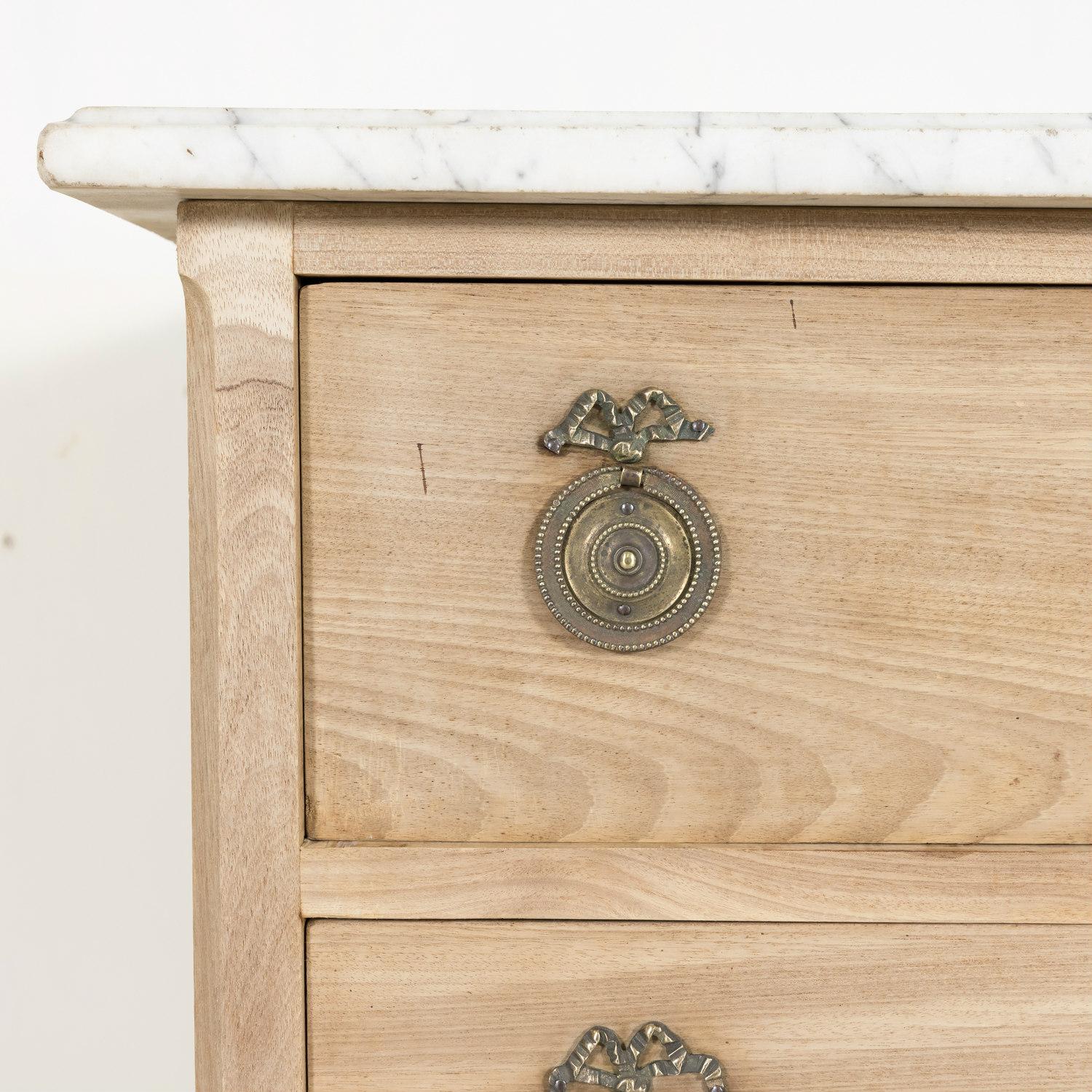 19th Century French Louis XVI Style Bleached Commode Sauteuse with Marble Top 4