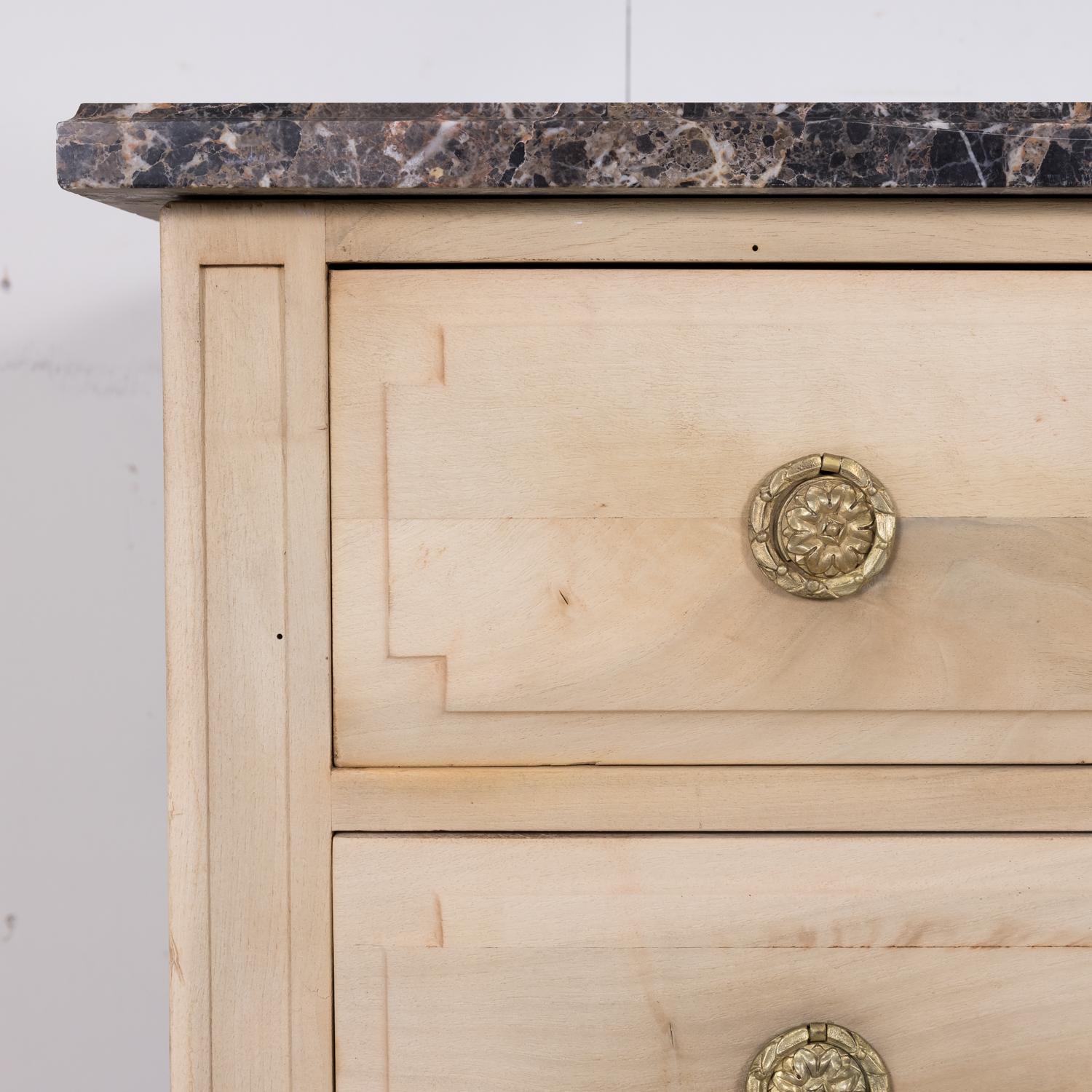 19th Century French Louis XVI Style Bleached Three-Drawer Commode with Marble To 1
