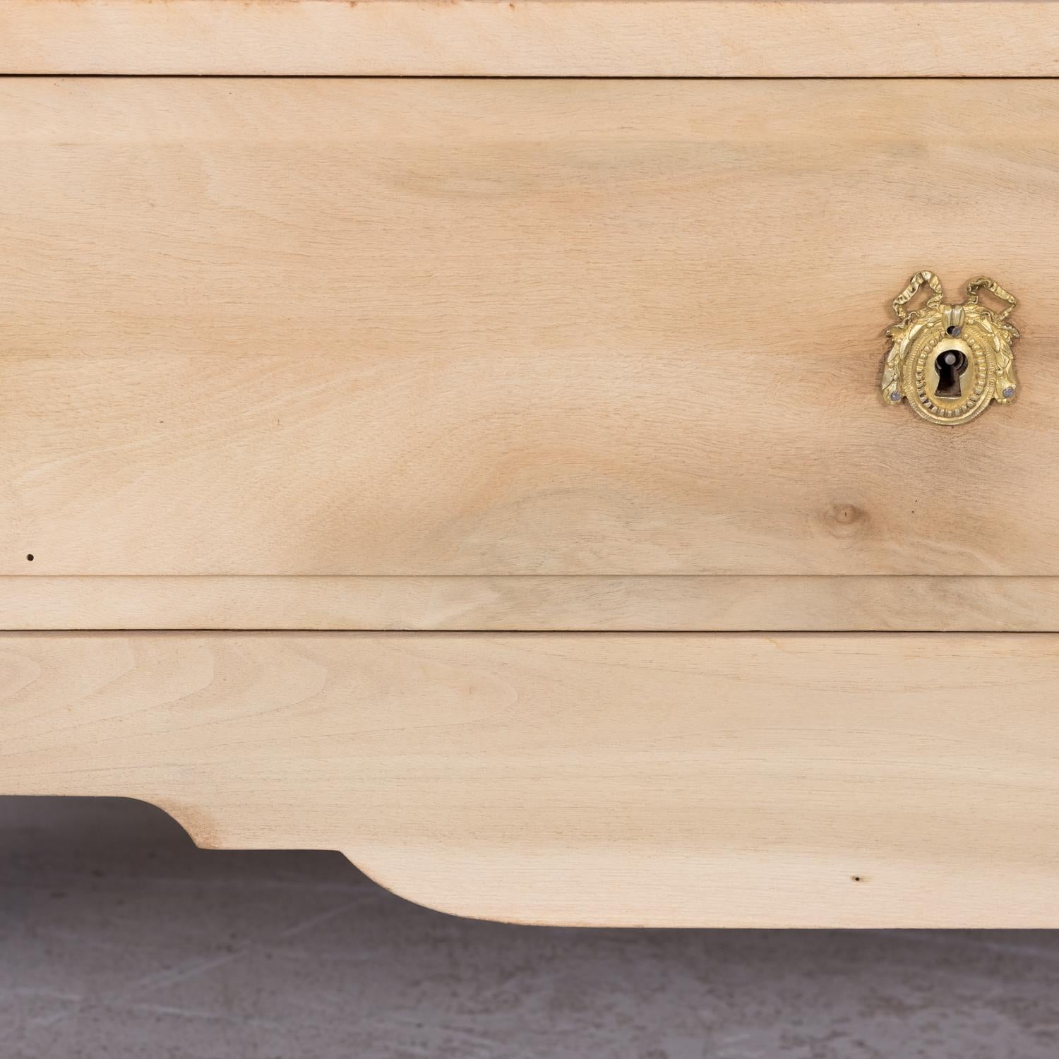 19th Century French Louis XVI Style Bleached Three-Drawer Commode with Marble To 4