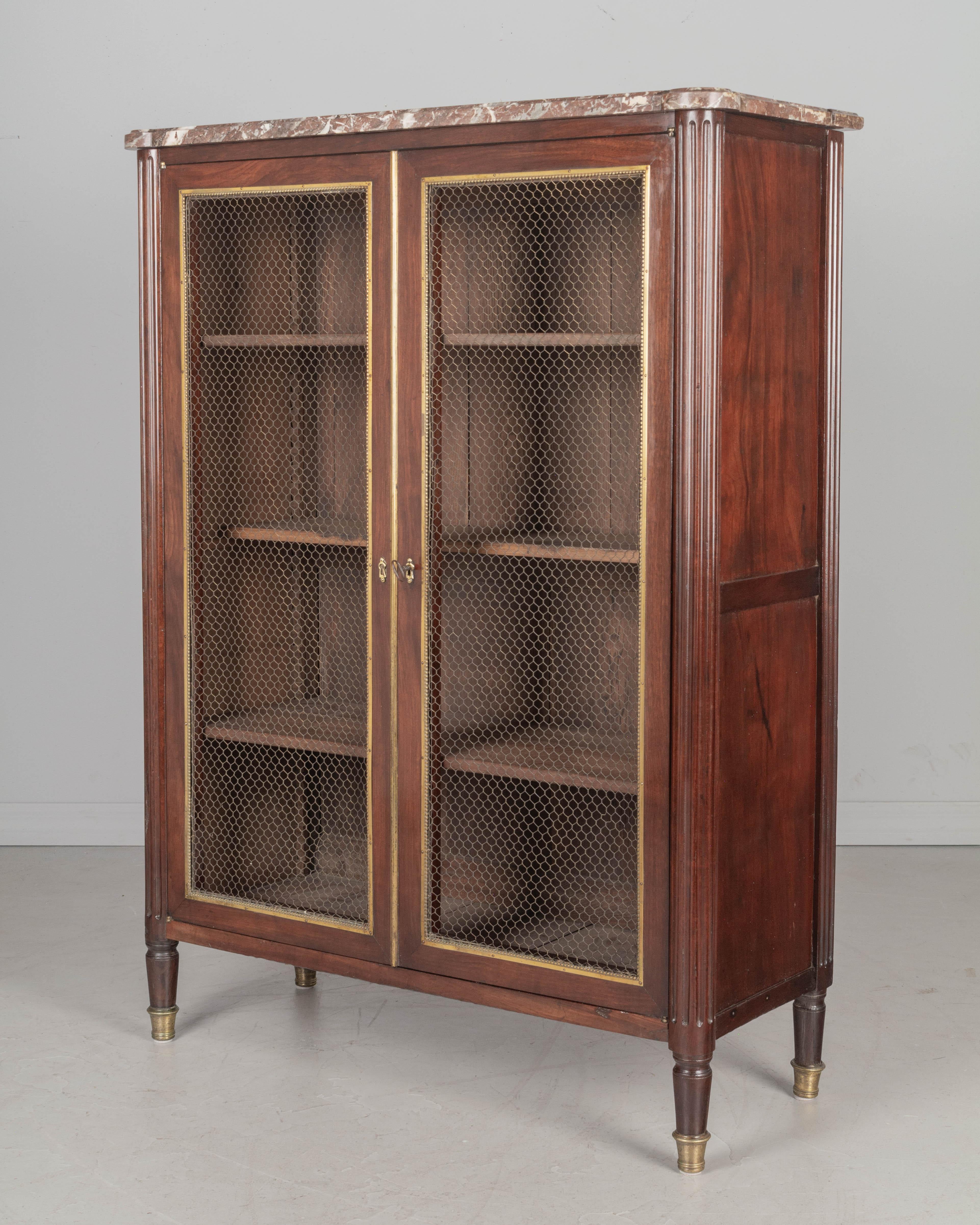 Brass 19th Century French Louis XVI Style Bookcase
